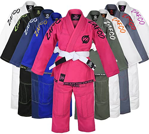 Zafco Sports Brazilian Jiu Jitsu, Kids Jiu Jitsu Gi Children BJJ Gi Grappling Kimonos Lightweight White Belt