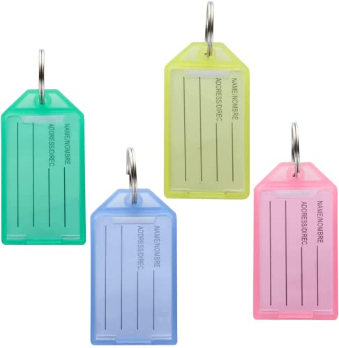 GOYADA Set mit 80 Schlüsselanhänger Beschriftbar, Schlüssel Anhänger Schlüsselschilder, Kunststoff Schlüsselanhänger mit Spaltring, 4 Farben