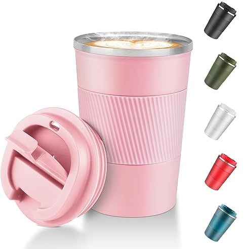 WUYOR Travel Mug 510ml Insulated Coffee Cup Double Walled Vacuum Insulation Stainless Steel for Hot & Cold Water Coffee and Tea(Pink)