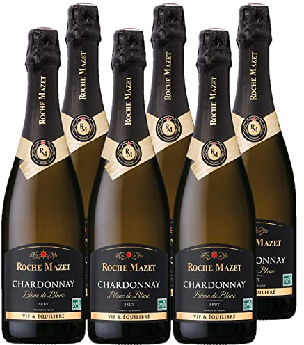 Roche Mazet - Vin Blanc Pétillant Brut - 100% Chardonnay - Vin de France - Lot de 6 bouteilles x 75 cl
