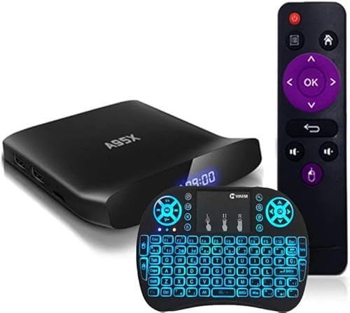 LIROM Android 11.0 TV Box, 4GB RAM 64GB ROM S905W2 Quad-Core Support 4K/1080P Full HD /2.4Ghz +5Ghz Wi-Fi/BT 4.0 /USB 3.0 /H.265 Set Top Box with Wireless Keyboard,2GB+16GB