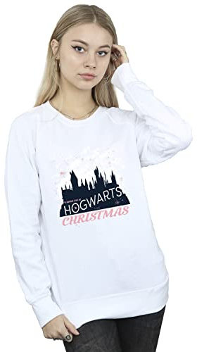 Harry Potter Women's Hogwarts Christmas Sweatshirt White Large