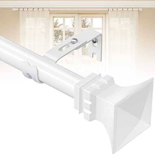 HARRMS Gardinenstange Ausziehbar, Weiß 76-117cm, Verstellbare Vorhangstange Metall, Scheibengardinenstange Gardienenstangenset mit Halterungen und Endstücken für Schlafzimmer, Wohnzimmer