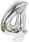 D2D | Party Balloon Zahl 4 XXL in Silber - Größe 100 cm - Folienballon - Zahlenballon - Geburtstagsdeko - Helium Ballon
