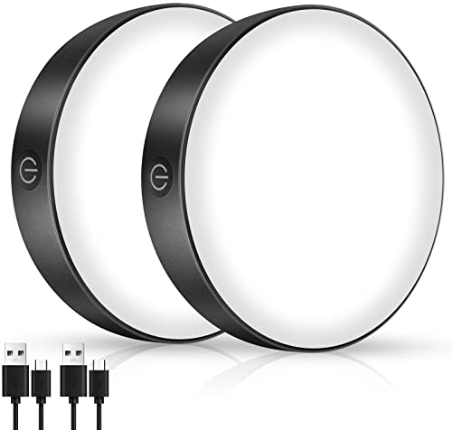 qeemmy Wiederaufladbar Nachtlicht mit Batterie, 6000K Dimmbare LED Batterie Lampe für Garderobe, Schlafzimmer, Schließfach (2 Stück)