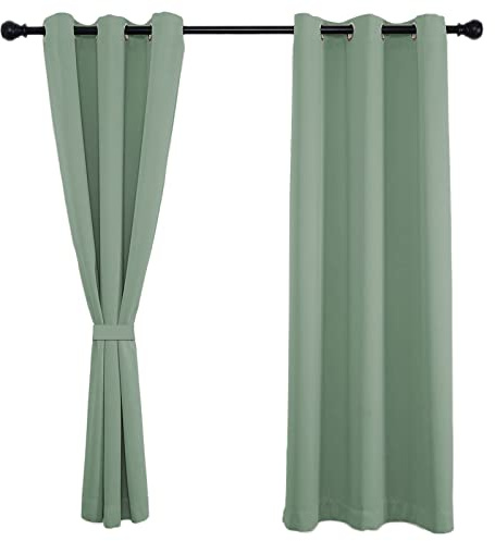 Schallschutz Vorhang 114x86cm(H x B), Ösenvorhang Blickdicht, Die Montierung und die Pflege ist sehr einfach für Schal Schlafzimmer Kinderzimmer Wohnzimmer 1Stück-Dunkelgrün