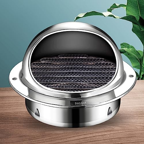 Rejilla de Ventilación Redonda de Acero Inoxidable 304,Cubierta de Chimenea a Prueba de Lluvia,Conductos Salida de Aire de Pared Exterior Campana Extractora Tapa de Chimenea (110mm/4.3in)