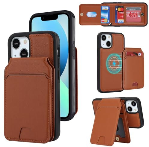 Zouzt for iPhone 13 Mini Detachable 2 in 1 Wallet Case with Card Holder for Magsafe, Magnetic PU Leather Flip Credit Slot Protective Phone Cover Women Men for iPhone 13 Mini 5.4 Inch - Brown