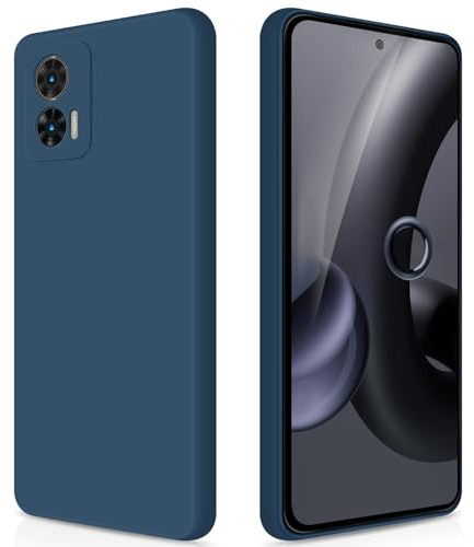 GiiYoon Coque pour Motorola Moto Edge 30 Neo Case en Silicone, Etui de Protection Antichoc Etui Housse Silicone Ultra-Mince avec Couche Intérieure en Fibre et Protection pour Caméra, Bleu