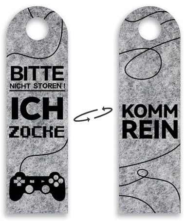 NICEIN 2pcs Türbehang aus Filz - Bitte Nicht Stören,ich zocke oder kzomm rein-Zocker Geschenk,Gamer Zimmer Deko,Gamer Geschenk,Teenager Jungen Geschenk,Coole Personalisiert Lustiges Zocker Deko(Grey)