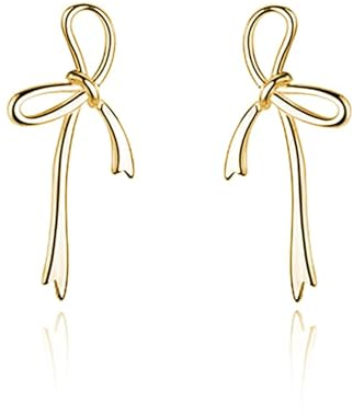 Kalamakala Schleifen Ohrringe, Gold Silber Bow Earrings, Bogen Ohrstecker Ohrringe für Damen, Ohrringe Modeschmuck für Frauen und Mädchen