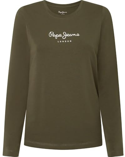 Pepe Jeans Women's New Virginia Ls N, T-Shirt, Green, XXS