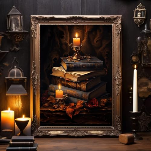 AISSPINGET Dark Academia Wandkunst, Gothic-Poster, viktorianisches Dekor, Cottagecore, Hexenbuch, Poster, 40,6 x 61 cm, ohne Rahmen