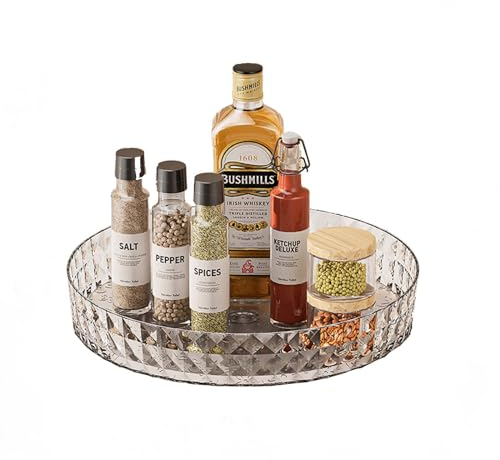 SVOCK Plato Giratorio Organizador Cocina, Plato Giratorio Lazy Susan Giratorio, Organizador Giratorio Transparente, Moderno Transparente Multifuncional Bandeja Giratoria Nevera