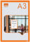 Nobo – Porte-Affiche A3 Mural, avec Cadre d’affichage Clipsable Anodisé, Remplacement des affiches facile et rapide, Autocollant, Cadre Orange, Lot de 2, 1915698