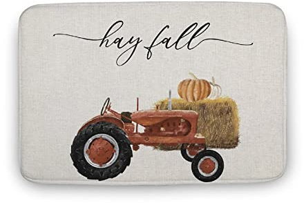 KOPUTE Hay Fall Vintage-Fußmatte, bedruckt, Fußmatte, Heimdekoration, große Fußmatte, Giclée-Kunst, Bauernhaus, handgefertigtes Zitat, Innen-Fußmatte, Vorder- und Hintertürmatte, 40 x 60 cm