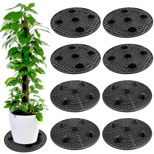 ZOCONE 8 Pcs Heavy Duty Plant Stand - 12'' Elevator for Outdoor & Indoor Plants, Black Plastic Pot Risers