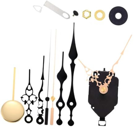 perfk Pendeluhrwerk Reparatur DIY Teil Pendeluhr Kit Wandhalterung mit 3 Paar Zeigern für Holzwanduhren Uhrwerk, Schaft 13mm