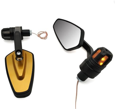 JAFYLO 7/8 22mm Motorrad Seitenspiegel Lenkerendenspiegel Blinker YZF R25 R15 R6 R125 Z750 Z800 FZ8 FZ1 FZ6R ER-6N ER6N Motorrad-Außenspiegel(Gold)