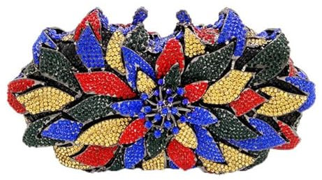 WDZDS Kristall Damen Braut Dolly Bag Collfull Abend Metall Clutches Tasche Hardcase Hochzeit Party Blume Braut Handtasche Clutch GeldbörseDazzling