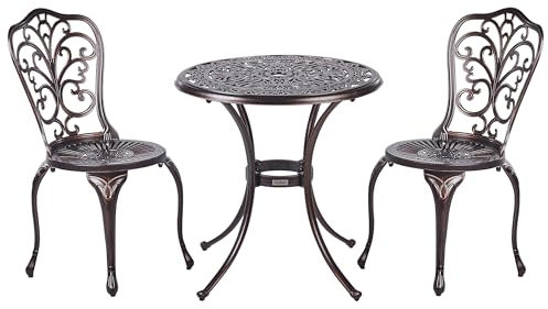 Französisches Balkonset 3-teilig Aluminium braun Tisch mit Stühlen Triora/Andalo