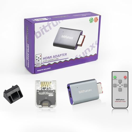BITFUNX Adattatore HDMI NGC – Supporta 2X Line Doubler e Scanline Profile, include telecomando IR, adattatore per videogiochi Plug & Play per console NGC DOL-001