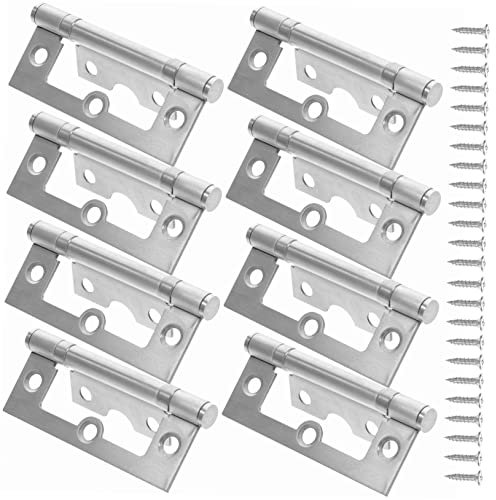CANIGHT 6pairs Non Mortise Hinges Heavy-Duty Flush Door Hinges for Cabinet Doors Easy to Install Hardware for Furniture and Wardrobe Applications