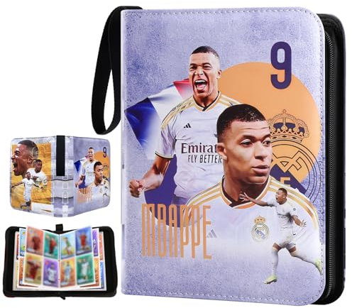 yumcute Sammelkarten Album, Sammelalbum für Fußballkarten, 50 Seiten – Kapazität 400 Karten, Braun, PU-Leder, Geburtstagsgeschenk für Kinder, Jungen und Männer