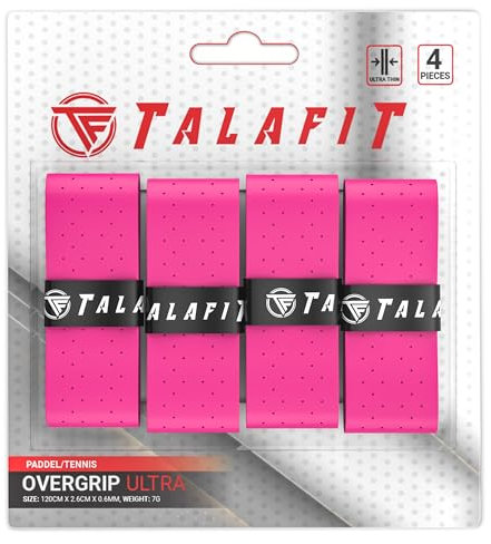 TALAFIT OverGrips Padel Ultra - Grip Padel - Impugnatura Pala Padel - Overgrip Padel Perforato - - Grip Tennis - Accessori Padel - Grips Golf - Massima Presa (Rosa x4)