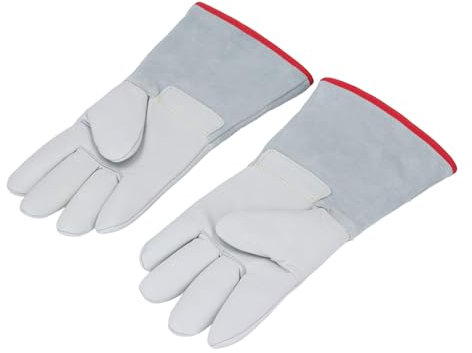 Phefop 1 Paar 36 Cm Kryo-Handschuhe, Verdickte Niedrigtemperatur-Schutzhandschuhe aus Rindsleder für die Handhabung von Trockeneis mit Flüssigem Stickstoff