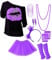 Generisch 80er Jahre Kleidung Kostüm Neon Accessoires Thema Party Karneval Damen Frauen Karneval Favors Decorations Neon Netzshirt 90er Jahre Outfit Damen Accessoires