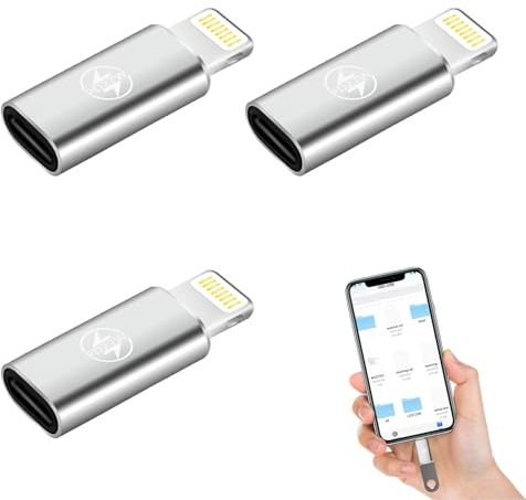 Hukneqn 3 Pack USB C to Lightning Adapter, USB C Female to Lightning Male Adapter Compatible with iPhone 14 13 12 11 Pro Max, iPad Pro/Air 5/Mini 6, Supports 27W PD Fast Charging & Data Transfer