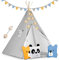 Nukido Tipi Zelt Für Kinder Tippi Kinderzelt Montessori Spielzelt Lesezelt Kinderspielzelt Für Drinnen Mit Zeltstabilisator Dekokissen Girlande Lichtern Grau 120 x 120 x 165 cm
