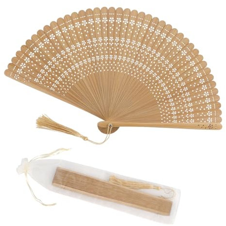 Neerow Fächer Holz, Vintage Handfächer Klein, Chinesischer Faltfächer, Faltbare Holzfächer mit Geschenktüte für Sommer, Hochzeit, Party, Tanz, Foto-Requisiten, Wand Dekoration