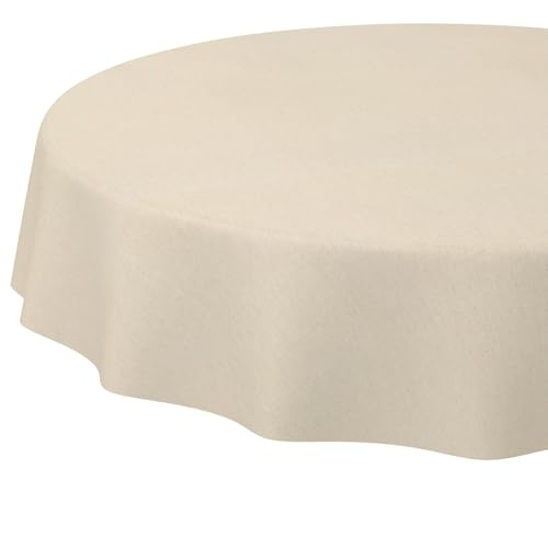 ANRO Tischdecke abwaschbar Leinenoptik Natur rund Ø 100 cm Tischwäsche | schmutz- & wasserabweisend, pflegeleicht – waschbar bei 30 °C – ideal für Garten, Terrasse & Esszimmer