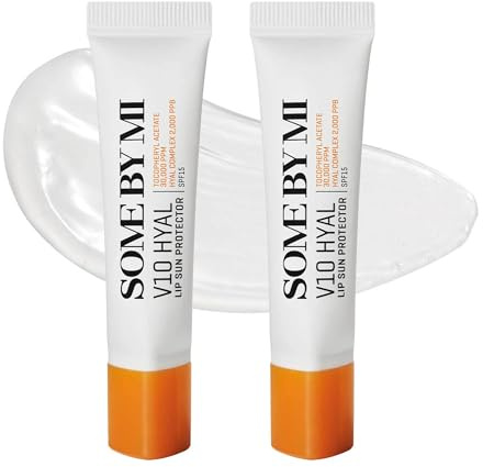 SOME BY MI V10 Hyal Lip Sun Protector Clear – 2er Pack – Klarer Lippenbalsam mit LSF 15 – Koreanische Lippenpflege mit Hyaluronsäure & Vitamin E – Für trockene & empfindliche Lippen