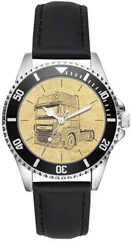 KIESENBERG Herrenuhr Armbanduhr DAF LKW Trucker Geschenk Fan Artikel Analog Quartz Lederarmband Uhr L-20225