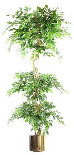 Leaf Realistic Artificial Japanese Fruticosa Ficus Tree With Metal Planters