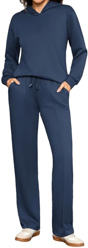 Totatuit Jogginganzug Damen Trainingsanzug Set Tracksuit Langarm Einfarbig | Lang Zweiteiler, Space‑Cotton, Casual Tops und Weites Bein Jogginghosen, mit Taschen, für Sport Freizeit Alltag