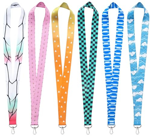 GTOTd Japan Anime Lanyard Schlüsselband (6 Pcs) | für Schlüssel Telefon, Anime Geschenke Bürobedarf Lanyard mit Metall Verschluss für Brieftasche Kreuzfahrt Teens