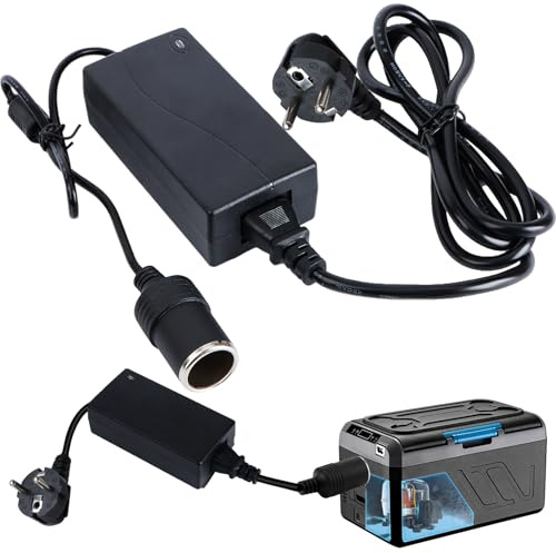 Adaptateur Secteur pour Voiture, Adaptateur Onduleur 6 A 60 W avec Prise Allume-Cigare de 2,2 m, Convertisseur de Tension AC vers DC 240 V à 12 V, pour Réfrigérateurs de Voiture, Gonfleurs de Pneus