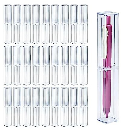 Sefdrert 25Pcs Clear Acrylic Pencil Case Reusable Pen Gift Box Set Empty Plastic Pen Storage Container