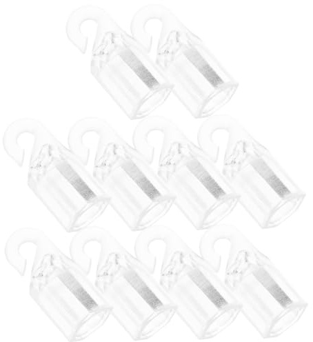 TOBBOMEY 10pcs Clear Plastic Blind Wand Tip Hooks Easy-install Curtain Rod Accessories for Vertical Blinds Replacement Caps for Window Drapery Pull Rods