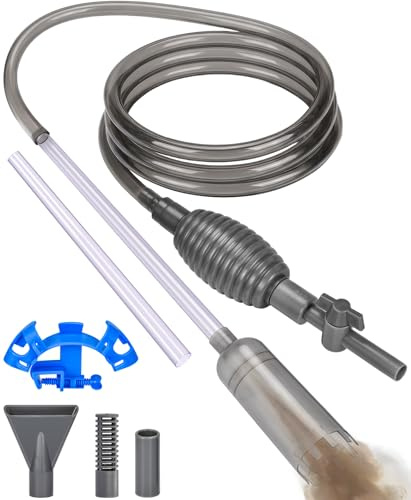 XULIERUX Siphon Aquarium 3 m Tuyau Nettoyeur de Gravier 70 cm avec Tube Rigide, Robinet On/off, Filtre, Buse Bec de Canard, Protection Sable, Support – Aspirapolvere mulm per Acquario