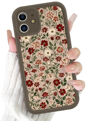Xylota Handyhülle für iPhone 11 6,1 Hülle, Aesthetic Blumen Bunt Muster Mädchen Frauen Case, Weich Silikon Dünn TPU Bumper Stoßfeste Kratzfest Schutzhülle Cover für iPhone 11, Braun