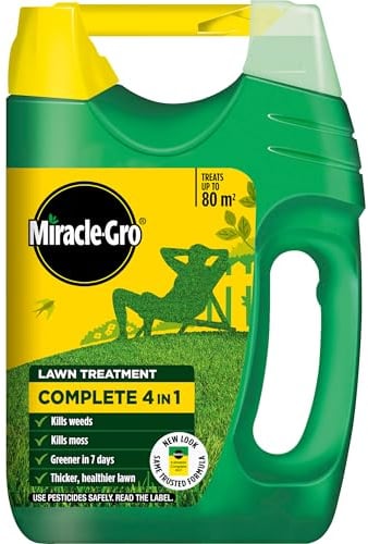 Miracle-Gro Complete 4 in 1 Lawn Food, 80 m² handheld spreader, Lawn Food, Weed & Moss Control