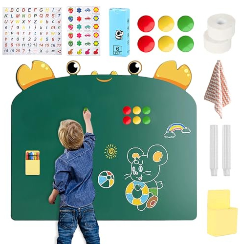LUPATDY Magnettafel Kinder, Magnetwand Groß 66x90cm, Montessori Magnetwand Kinder mit Kreiden, Abwischbare Tafel mit Abziehbarer Kleber für Kinderzimmer Deko, Schule, Büro (Grün)