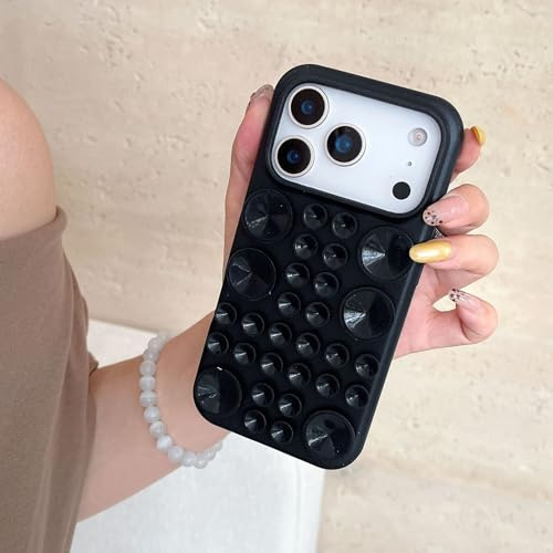 XCuihulle Coque de protection pour téléphone portable iPhone 14 Pro Max, en silicone, avec ventouse, intérieur en microfibre, support à ventouse, anti-rayures, protection complète, en TPU, noir