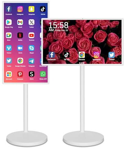 WEICNE 21.5/24/27/32 Portable Rolling Tv, 1080p/4k Smart Portable Wireless Touch Screen Tv On Wheels, 4+64gb/8+128gb,With Large Display, Larger Battery Up To 5-8hr,60hz Refresh Rate 21.5IN-4+64GB