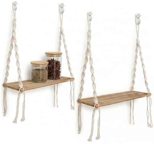 ililmmoe Hängen Dekorationen an der Wand Boho Handgewobene Schnur Easy Hang Wandregal Wohnzimmer Schlafzimmer, Badezimmer, Küche 2Pcs